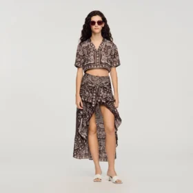 Bandana print hi-low skirt
