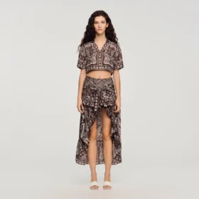 Bandana print hi-low skirt