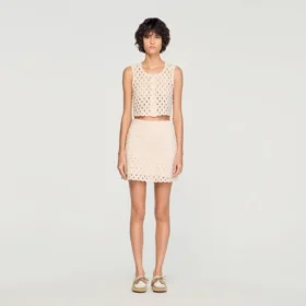 Beaded crochet knit top