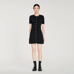 Button-up knit mini dress