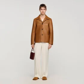 Buttoned lambskin jacket