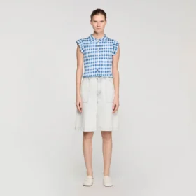 Check smocked shirt