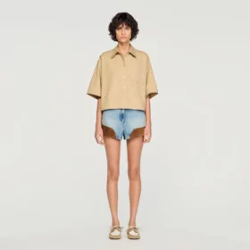 Cotton shirt with rhinestones
