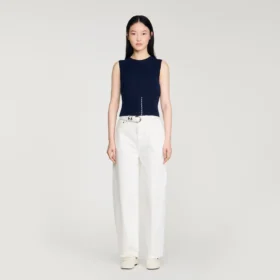 Cropped striped wool-cashmere sweater
