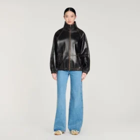 Distressed leather jacket