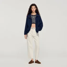 Embroidered collar oversized jacket