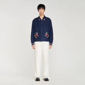 Embroidered wing collar jacket