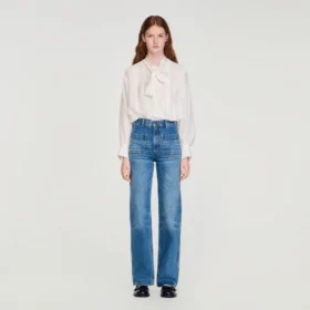 Flared faded jeans