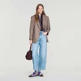 Floral print barrel jeans