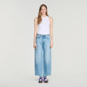 Floral print barrel jeans