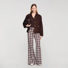 Floral-print flowy trousers