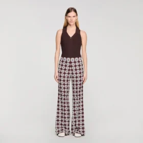 Floral-print flowy trousers