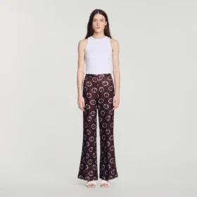 Floral-print flowy trousers