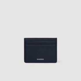 Grained leather card holder