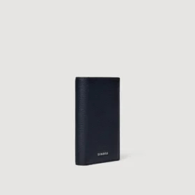 Grained leather foldable cardholder