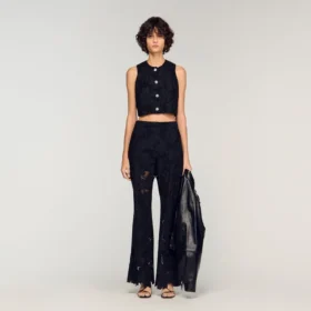 Guipure lace trousers
