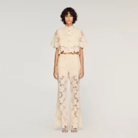 Guipure lace trousers