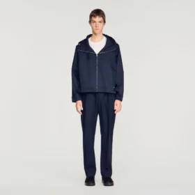 Hooded zip-up cotton jacket