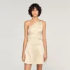 Mini one-shoulder satin-effect dress
