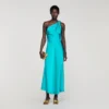 Satin-effect maxi dress with bow Satin-effect maxi dress with bow