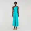 Satin-effect maxi dress with bow Satin-effect maxi dress with bow