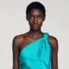 Satin-effect maxi dress with bow Satin-effect maxi dress with bow