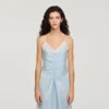 Satin-effect maxi dress with straps Satin-effect maxi dress with straps