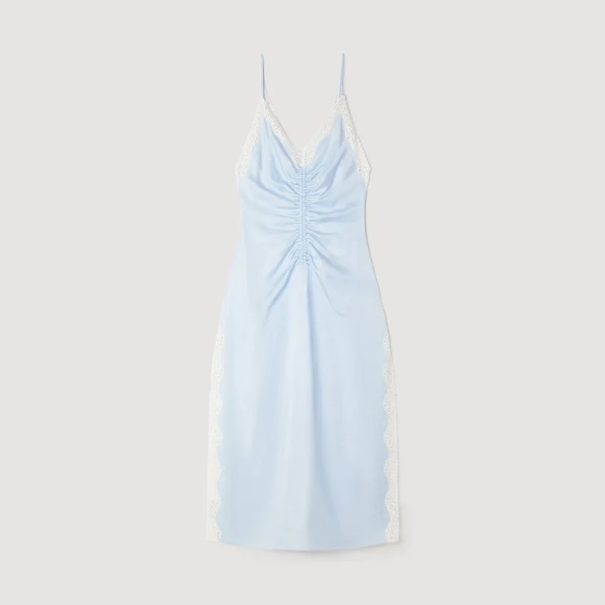 Satin-effect maxi dress with straps Satin-effect maxi dress with straps